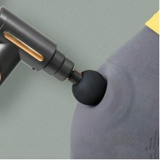 Перкусійний масажер Gun Massager з 4 насадками, сірий - купити безпровідний ручний масажер
