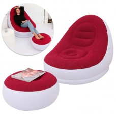 Надувний диван-крісло з пуфиком для ніг 99х130х76см Air Sofa, Червоний