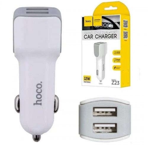 Автомобільний зарядний пристрій 2xUSB, HOCO CAR USB DOUBLE Z23