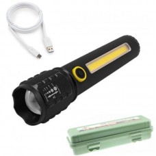 Ручной фонарь аккумуляторный 2в1 с USB, ZOOM и боковым светом BL-C72-P50