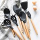 Набор кухонных принадлежностей 12 предметов, Kitchen Set, из силикона + подставка, Черный