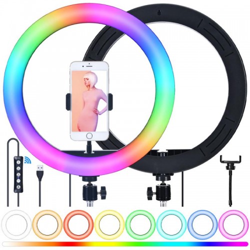 Кільцева LED лампа MJ33, 33 см, RGB