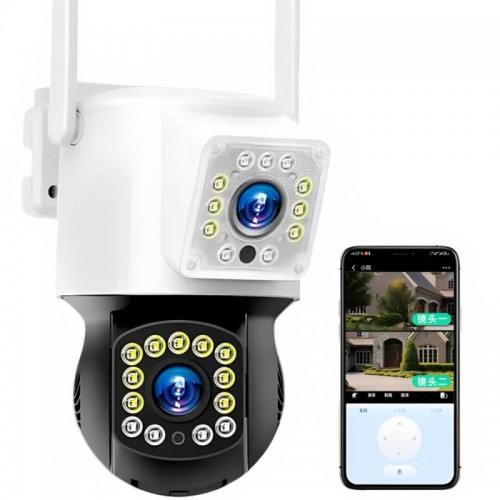 Уличная камера видеонаблюдения с 2 камерами и WiFi, 5МР