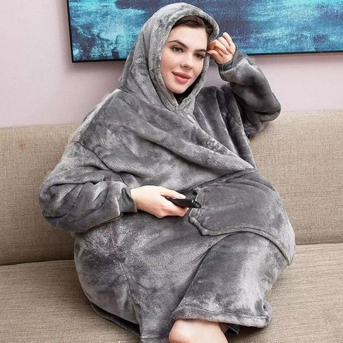 Плед жіноча толстовка з капюшоном (100х80см) HUGGLE HOODIE, Сірий