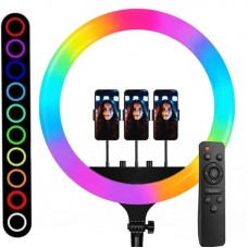Кільцева лампа 45см RGB зі штативом 2,1м та 3 тримачами для смартфона RL-18
