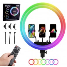 Кільцева лампа RGB 45 см MJ45 з пультом управління та тримачами