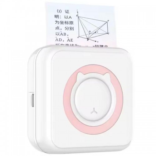 Портативний міні принтер від Bluetooth + 1 рулон паперу, Рожевий