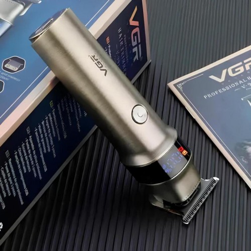 Машинка для стрижки з дисплеєм 5Вт + 3 насадки, від USB, VGR V-199