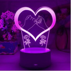 LED нічник 3D серце на батарейках та USB 390 грн