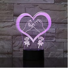 LED нічник 3D серце на батарейках та USB 390 грн