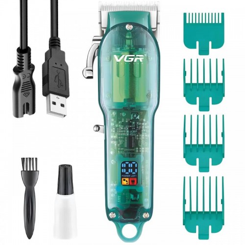 Аккумуляторная машинка для стрижки 4 насадки, с USB, V-660