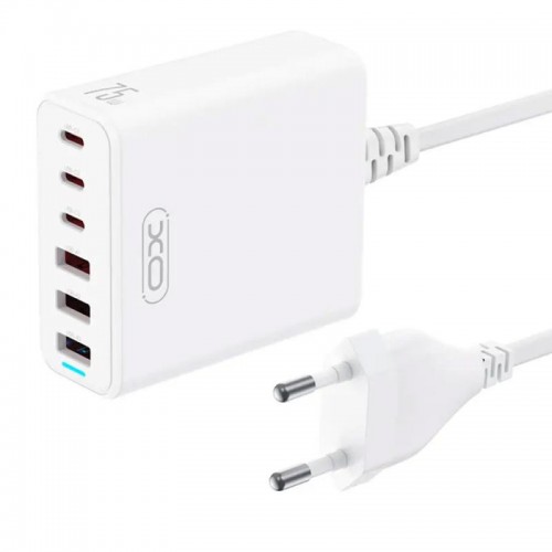 Сетевое зарядное устройство 75W, 3xUSB, 3xType-C, XO L133