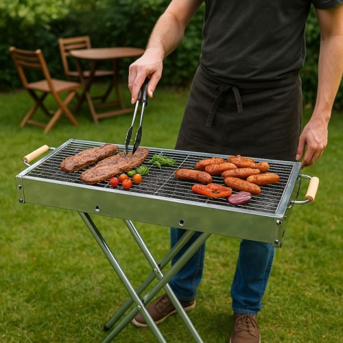 Переносной мангал с решеткой 80х78х30см, BARBECUE TRAY 770SS