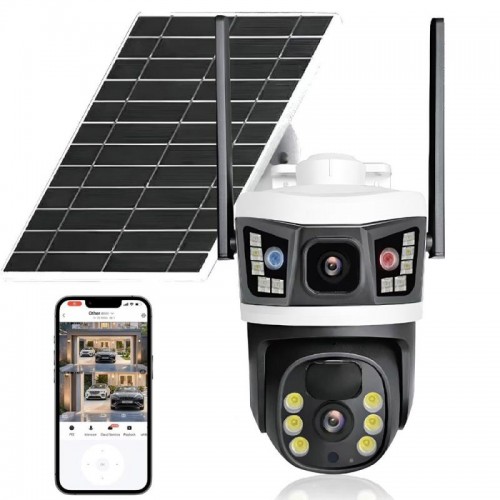 4G камера видеонаблюдения с солнечной панелью, 2MP+2MP
