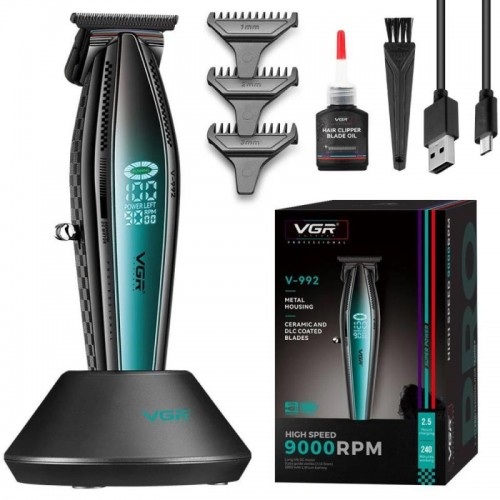 Аккумуляторный триммер для стрижки + 3 насадки, от USB, VGR V-992