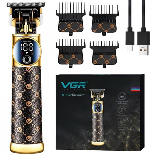 Аккумуляторная машинка для стрижки +4 насадки, от USB, VGR V-942
