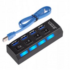 USB хаб 3.0 на 4 порти з вимикачами та LED підсвічуванням