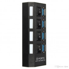USB хаб 3.0 на 4 порти з вимикачами та LED підсвічуванням
