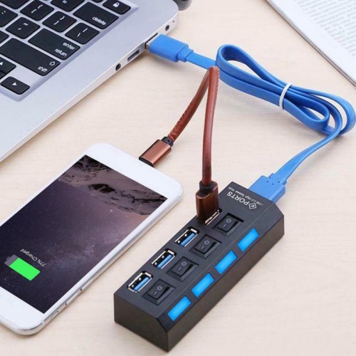 Розгалужувач USB Хаб на 4 порти, Чорний