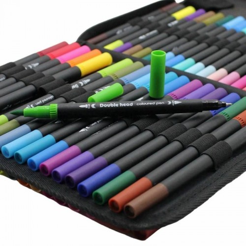 Акварельные маркеры двусторонние 80шт с сумкой, Color pencil