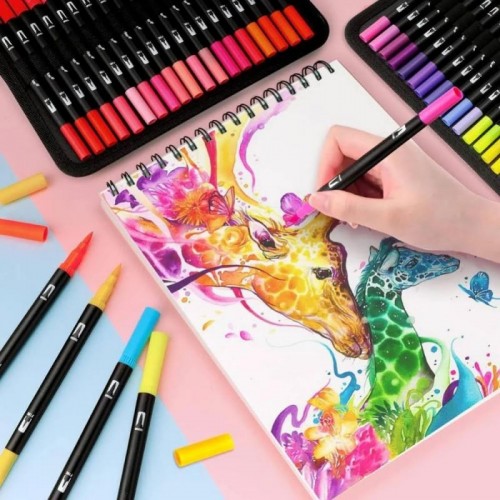 Акварельные маркеры двусторонние 80шт с сумкой, Color pencil