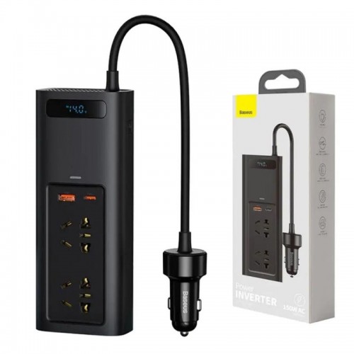 Автомобільний інвертор 150W, 2x220,1xUSB,1x-Type-c, BASEUS CRNBQ-A01