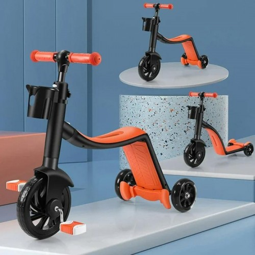 Дитячий самокат Беговел велосипед Scooter 3 в 1, Помаранчевий