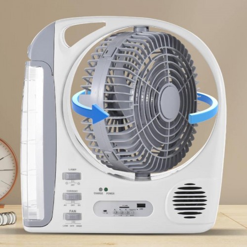 Акумуляторний вентилятор із сонячною панеллю та ліхтариком, Bluetooth, 5800мАч