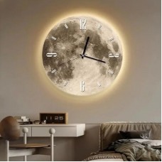 Часы настенные с LED подсветкой на батарейках 40 см Луна