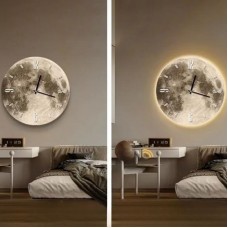 Часы настенные с LED подсветкой на батарейках 40 см Луна