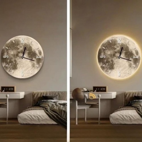 Часы настенные с LED подсветкой, на батарейках, 40см, «Луна» Часы настенные с LED подсветкой, на батарейках, 40см, «Луна»