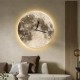 Часы настенные с LED подсветкой, на батарейках, 40см, «Луна»