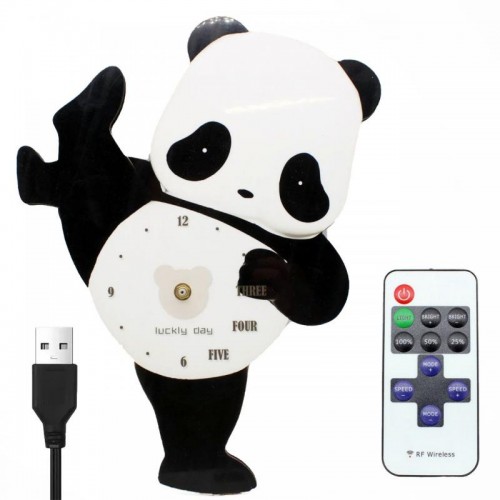 Настенные часы с подсветкой, от USB и батарейки, «Панда»