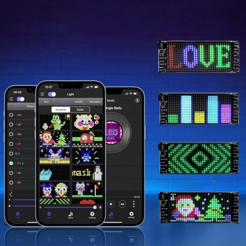 Світлодіодна LED панель для авто (17,3х7см), з Bluetooth, від USB