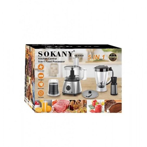 Кухонний комбайн 5в1, 500Вт, від мережі, Sokany SK-03020 Кухонний комбайн 5в1, 500Вт, від мережі, Sokany SK-03020