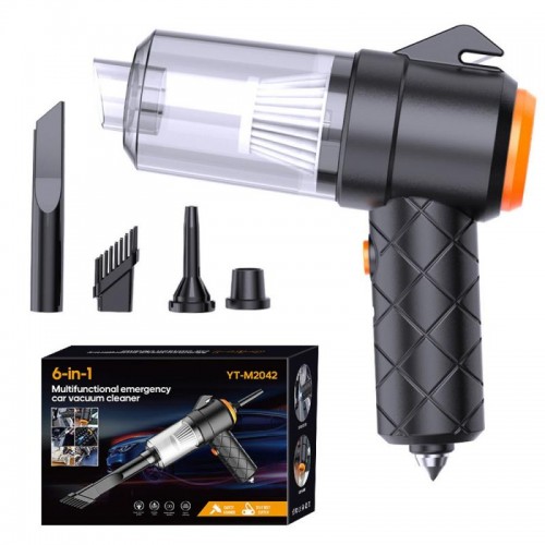 Автомобільний пилосос 6в1 + 4 насадки, USB, YT-M2042