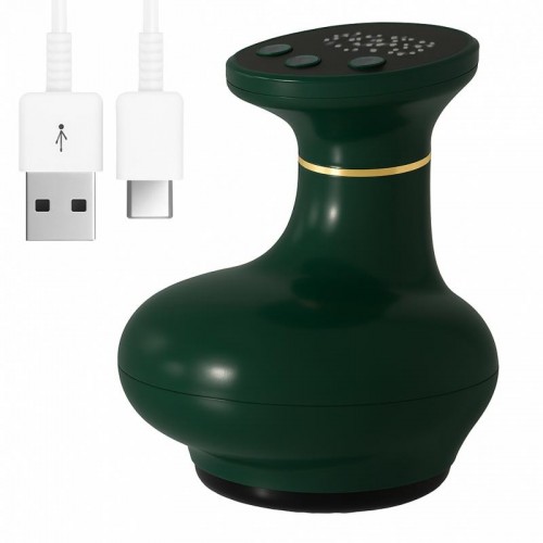 Вакуумный массажер с инфракрасным подогревом, от USB, Зеленый