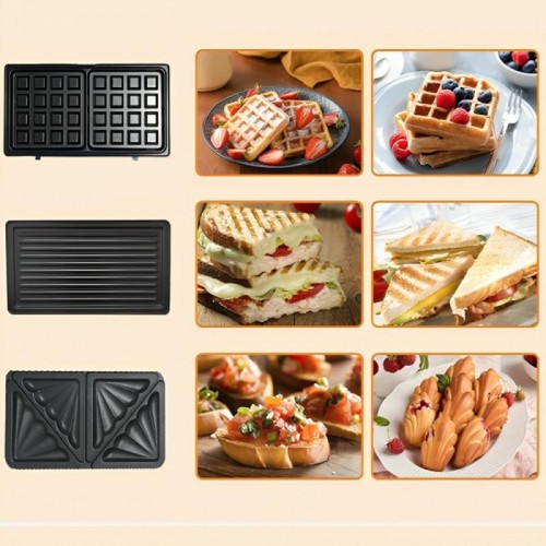 Мультимейкер 3в1 + сменные пластины, 1000Вт, SK-BBQ-835