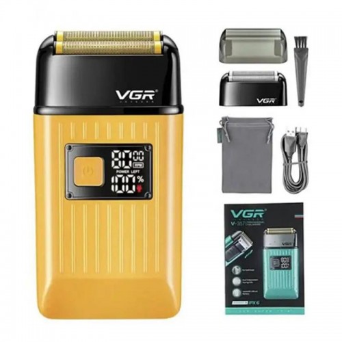 Электробритва шейвер VGR V-357 с USB и LED дисплеем, Желтая