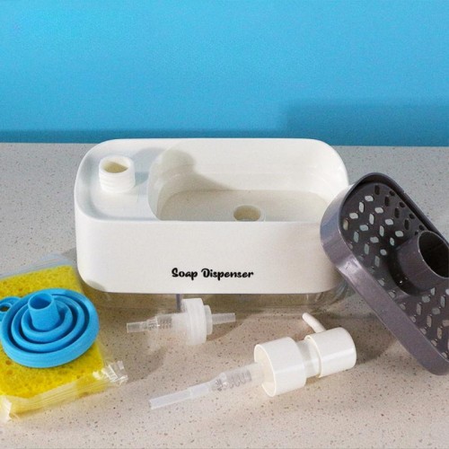 Дозатор для миючого засобу з підставкою для губки 2 в 1 Дозатор для миючого засобу з підставкою для губки 2 в 1
