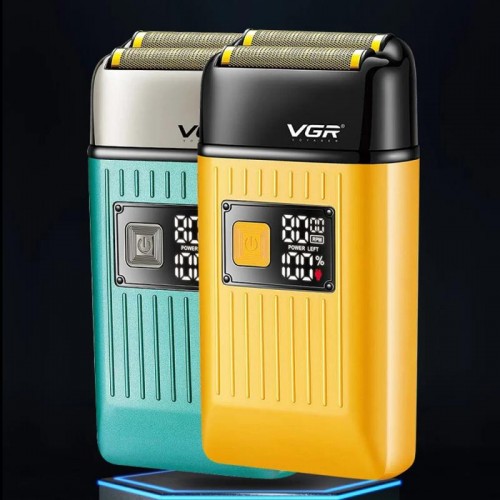 Электробритва шейвер VGR V-357 с USB и LED дисплеем, Желтая Электробритва шейвер VGR V-357 с USB и LED дисплеем, Желтая