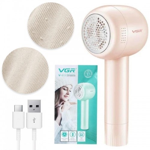 Аккумуляторная машинка для удаления катышков VGR V-813 c USB, Розовая