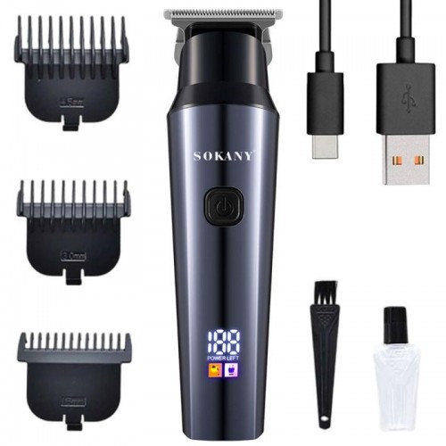 Аккумуляторная машинка для стрижки 3 насадки, с USB, SK-16047