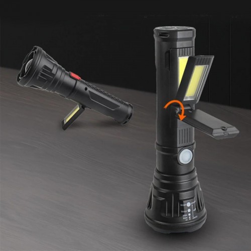Фонарь ручной от USB, 3+1 режима+COB, PANTHER PT-8182 с боковой лампой