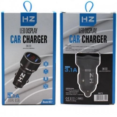 Автомобильное зарядное устройство HC7 с 2хUSB, Черное