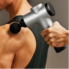 Портативный массажер для тела 4 насадки, 6 режимов, Fascial Gun, Серый
