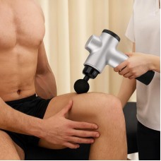 Портативный массажер для тела 4 насадки, 6 режимов, Fascial Gun, Серый