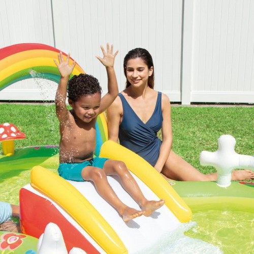 Детский надувной бассейн 290×180×104см Intex Rainbow Ring Play Center