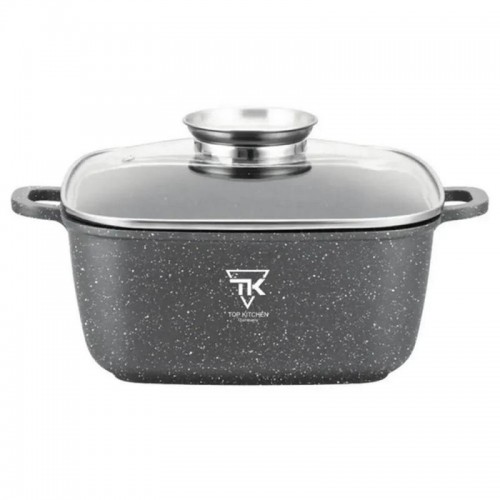 Квадратна каструля з мармуровим покриттям 24см, 4,5л, Top Kitchen TK00055, Чорний