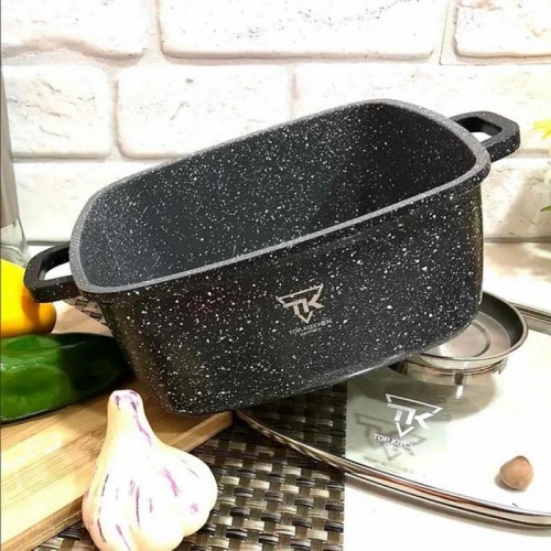 Квадратна каструля з мармуровим покриттям 24см, 4,5л, Top Kitchen TK00055, Чорний Квадратна каструля з мармуровим покриттям 24см, 4,5л, Top Kitchen TK00055, Чорний
